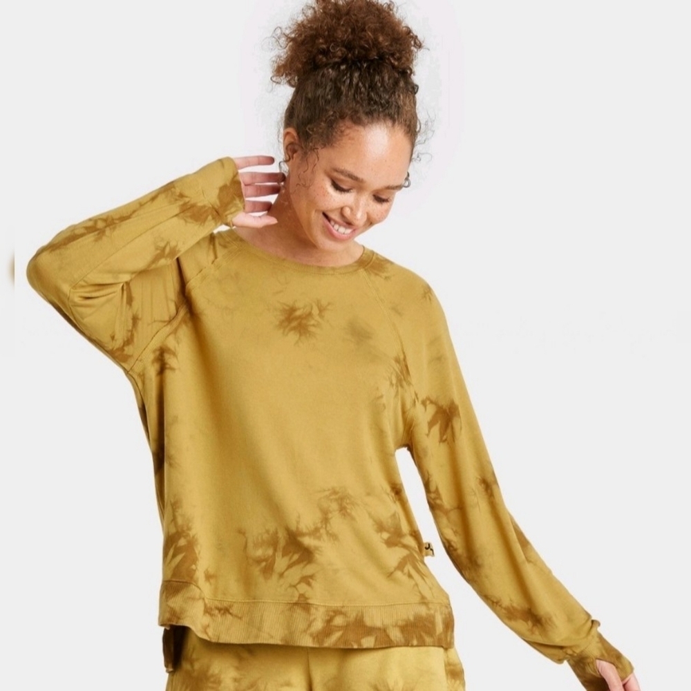 JoyLab Soft Lightweight Sweatshirt Antique Gold Size XS